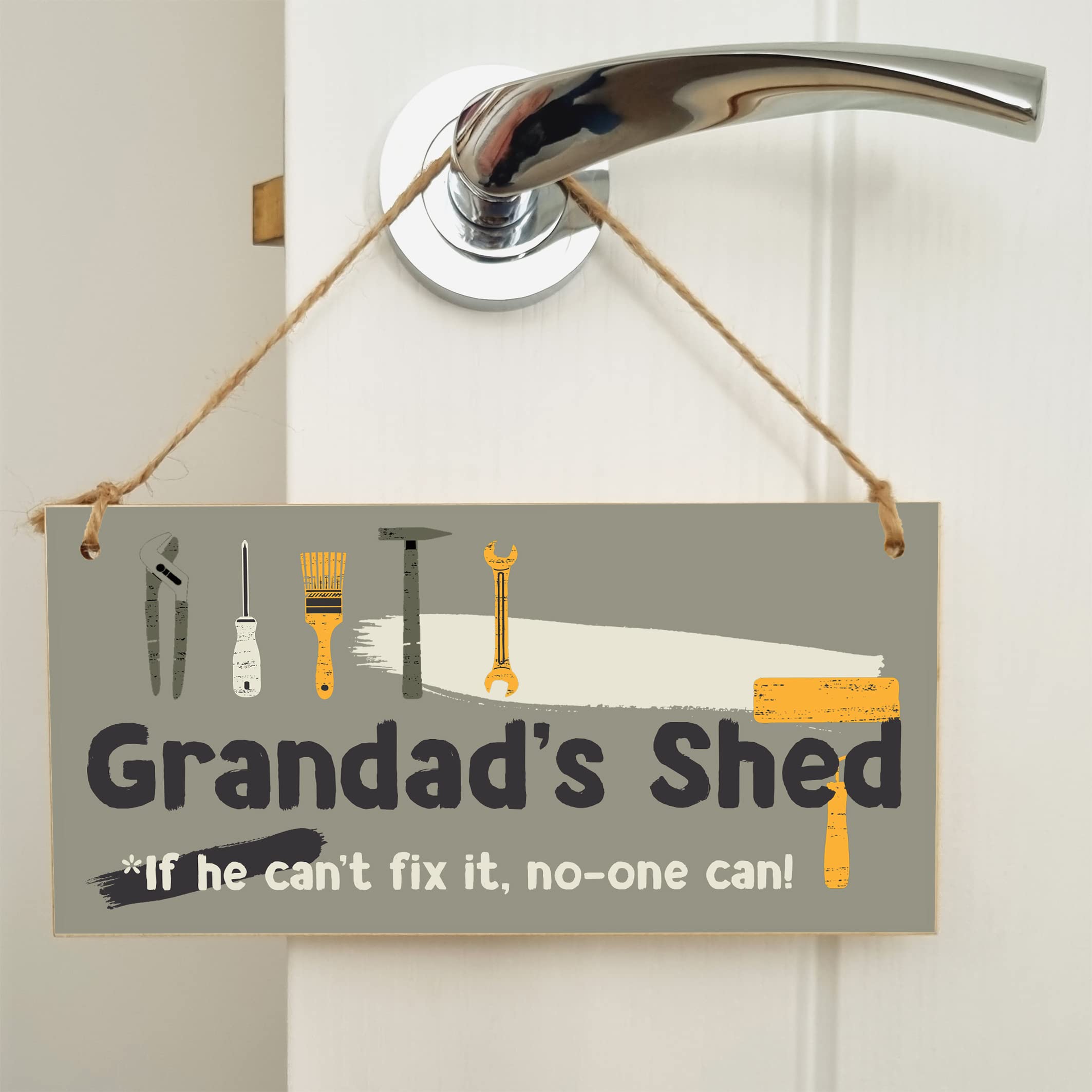 The Plum Penguin Handmade Wooden Hanging Wall Plaque Grandad's Shed If He Can't Fix It No One Can Funny Novelty Sign Shed Man Cave - Image 4