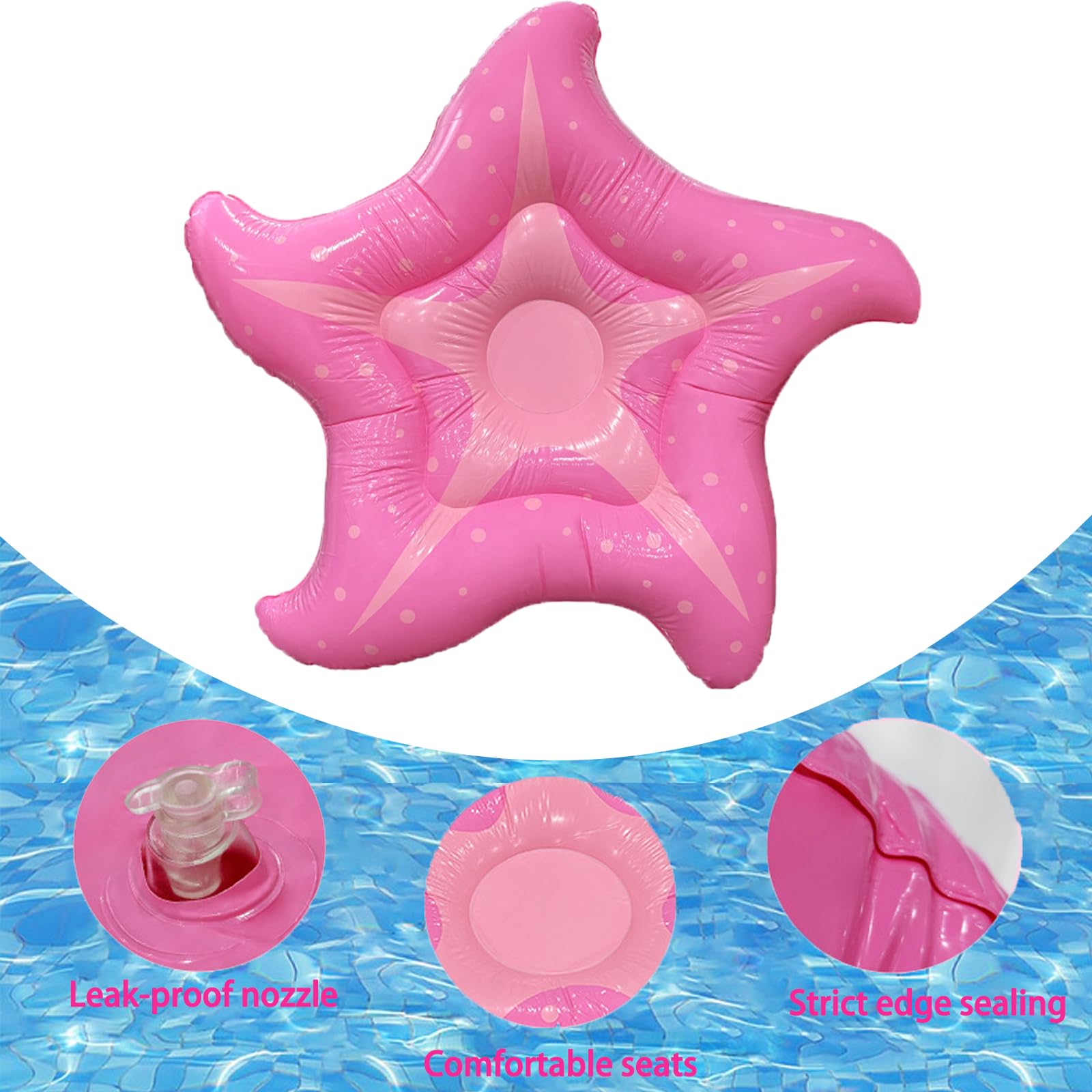 Amaca Gonfiabile Adulti Stella Marina Amaca Galleggiante Piscina Gonfiabile 150 cm Materassino Piscina, Amaca Gonfiabile da Mare, Feste In Acqua, Spiaggia Estiva - 3