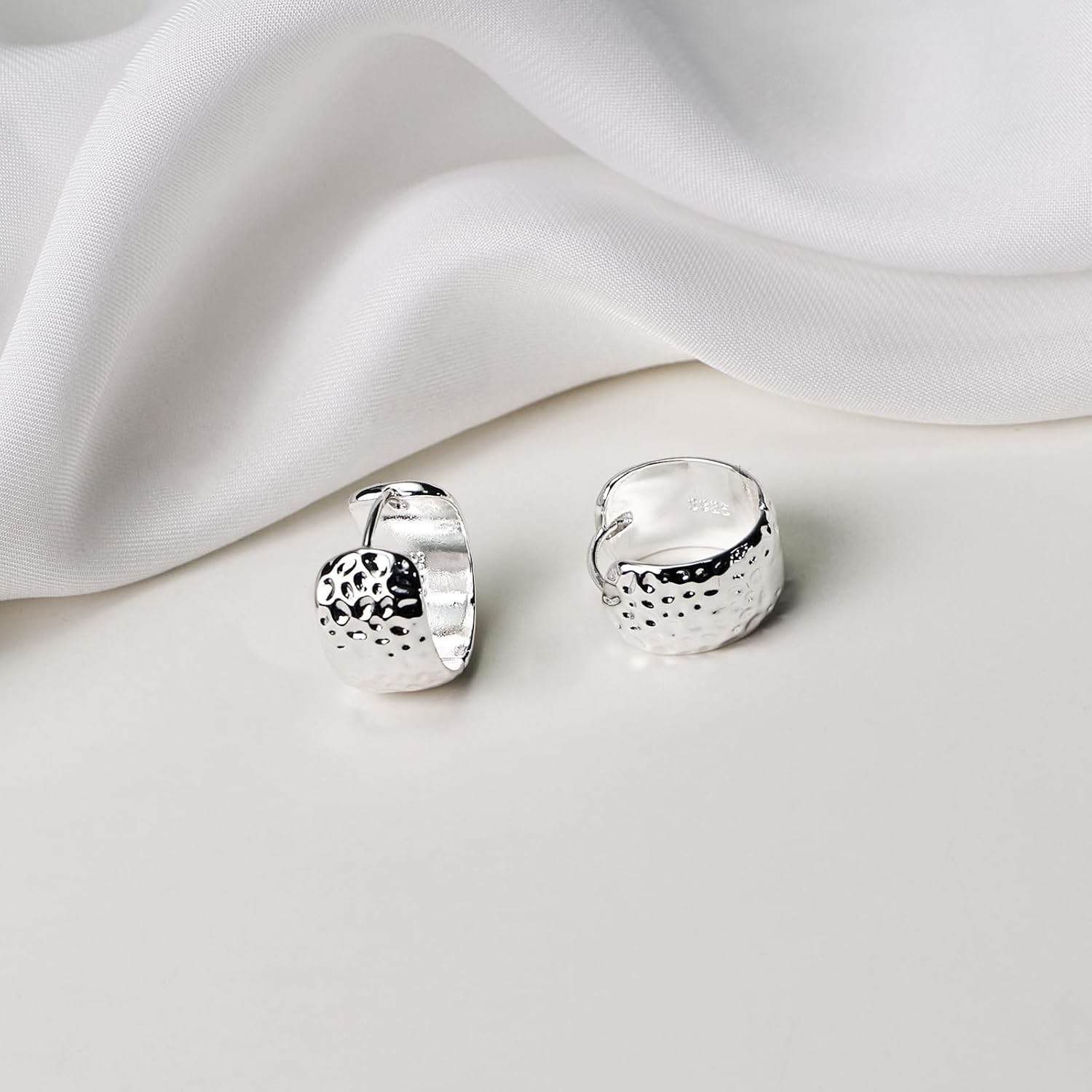 Unique Silver Hoop Earrings for Women - Round Huggie Hoop Earrings with Filigree Earrings Design and Cubic Zirconia Earrings Accents, a Modern Style on Classic Hoops - Image 5