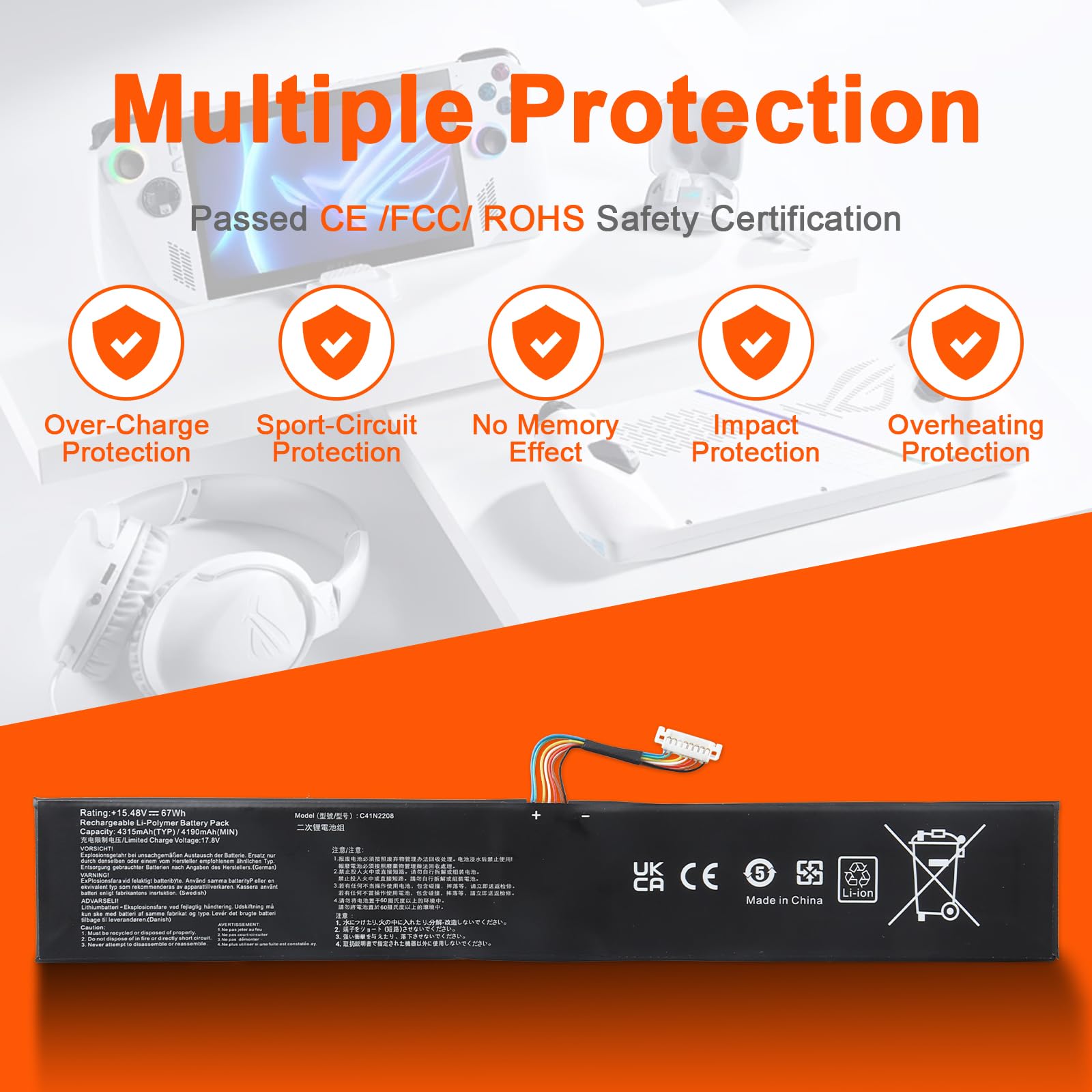 JIMACRO C41N2208 akumulator kompatybilny z Asus ROG Ally (2023) RC71L 67WH 4315 mAh 15,48 V