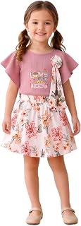 Arshia Fashions Girls Skirt & Top Set | Cotton Ribbed Top with Floral Skirt | Stylish Casual & Party Outfit for Girls Price In India
