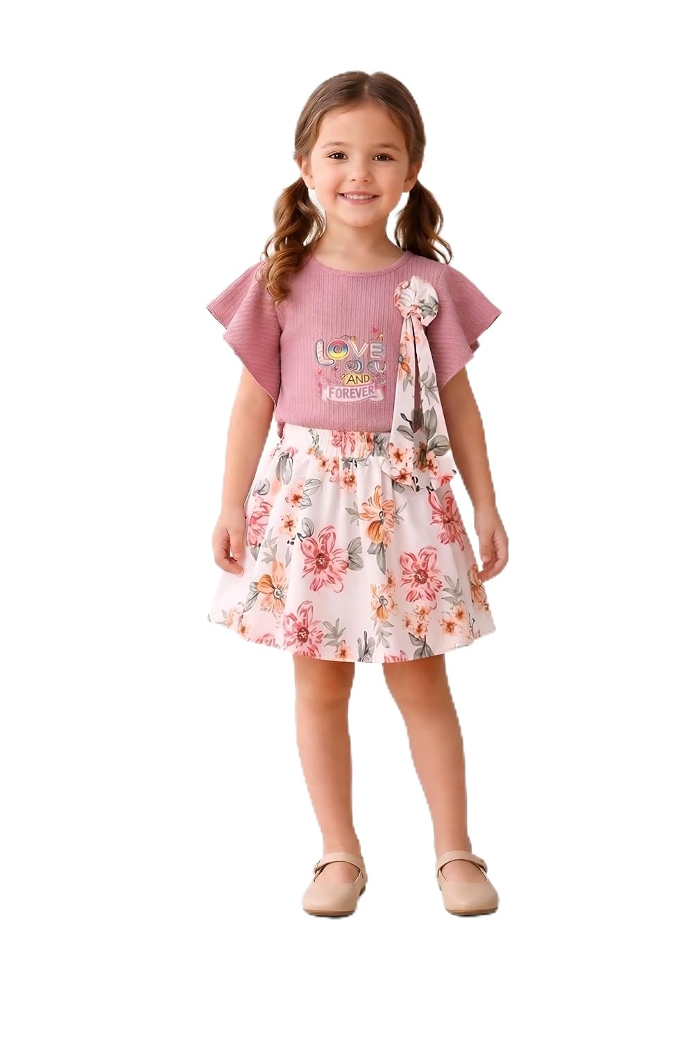 Arshia Fashions Girls Skirt & Top Set | Cotton Ribbed Top with Floral Skirt | Stylish Casual & Party Outfit for Girls - Review, Price and Buying Guide