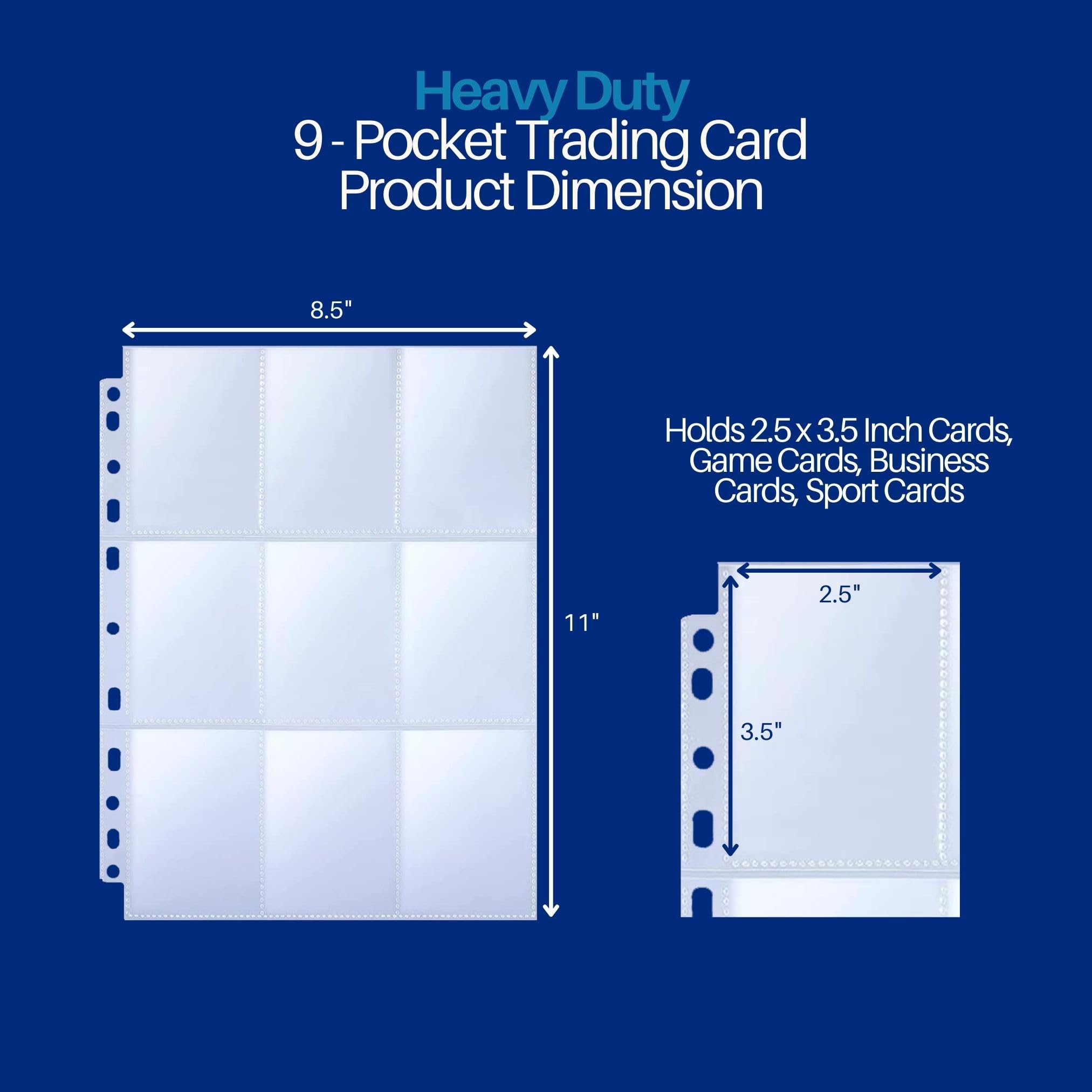 Amazon.com: PERFORMORE 9-Pocket Trading Card Binder Sleeves for 3 Ring  Binders | Yugioh, Baseball, Pokemon, Sports Card Page Protector Sheets