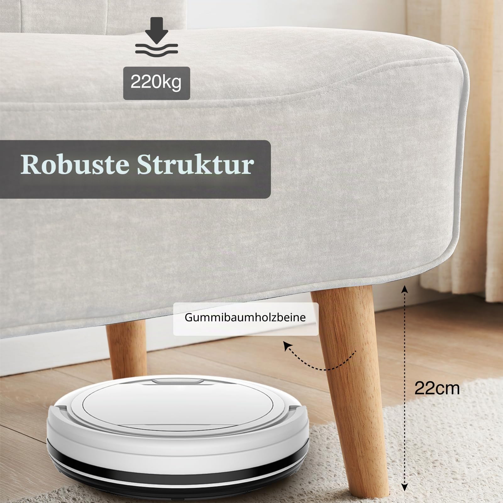 Litake 2-Sitzer Sofa, Stoffsofa Polstersofa Doppelsofa in Leinenoptik und Holzbeinen Loveseat Retro-Look Sitzmöbel für kleine Räume/Wohnzimmer/Schlafzimmer/Spielzimmer, Beige 117 x 56 x 78 cm