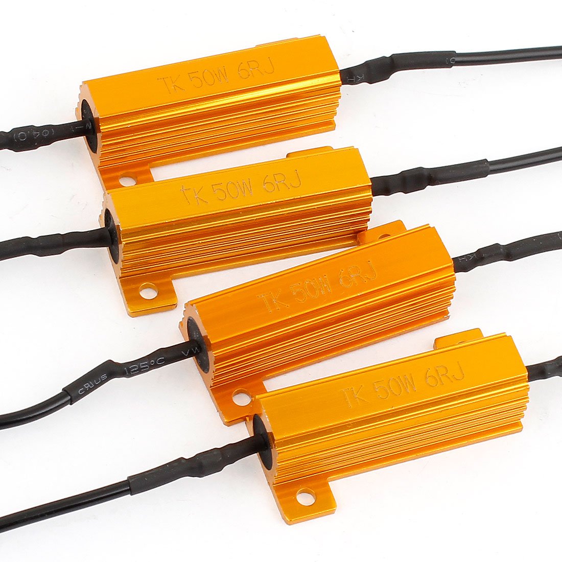 Sourcing Map Gold Tone Sourcingmap 4Pcs Led Bulbs Load Resistor Signal Fix 6Ohm 50W Error Flash Flicker