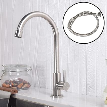 Trywell Cold Water Only Faucet for Bar Sink Kitchen Outdoor Bathroom Balcony Laundry Room 304 Stainless Steel