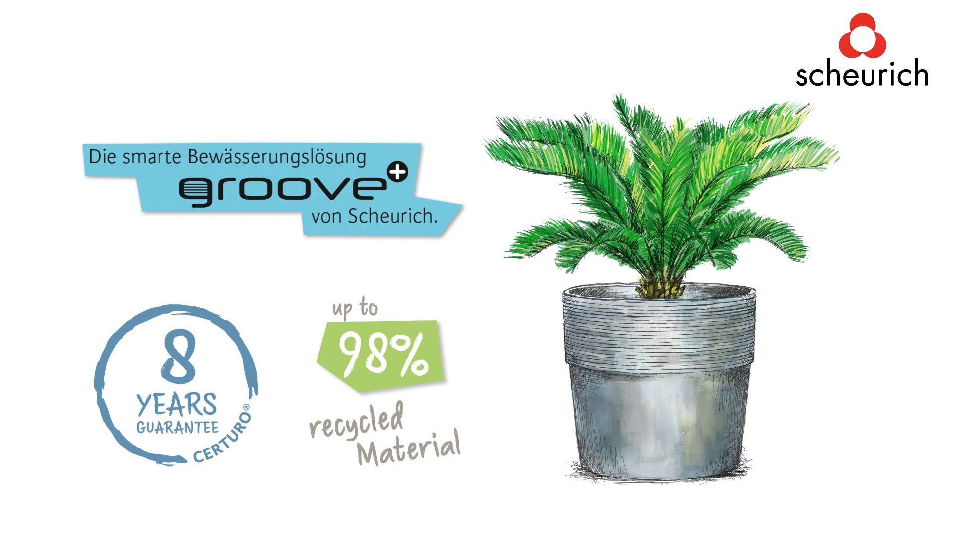 Scheurich Groove+ 30, Pflanzgefäß/Pflanzkübel, rund, Farbe: Carbon 