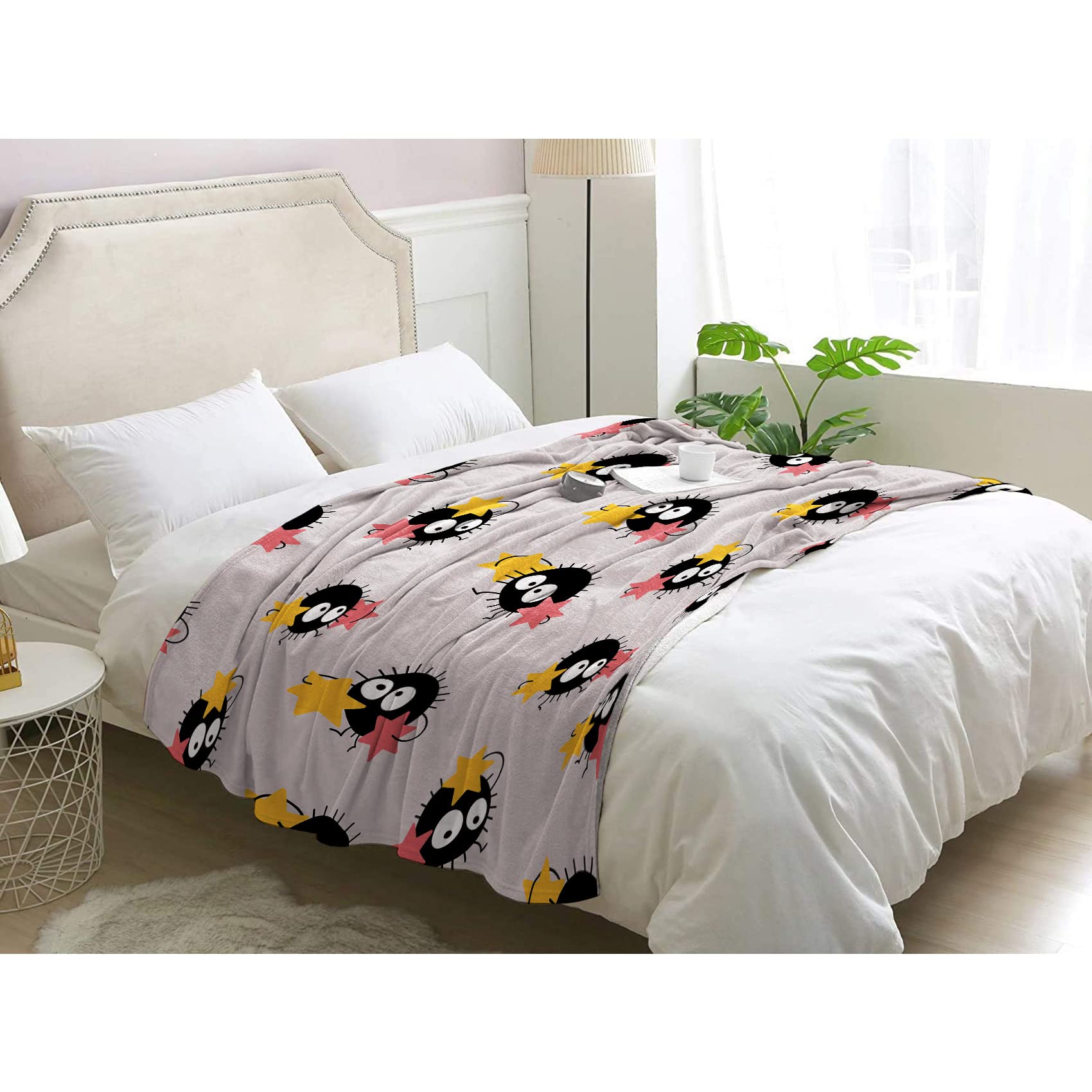 Couverture 2 personnes en flanelle peluche 270 GSM plaid gris au toucher d'exception