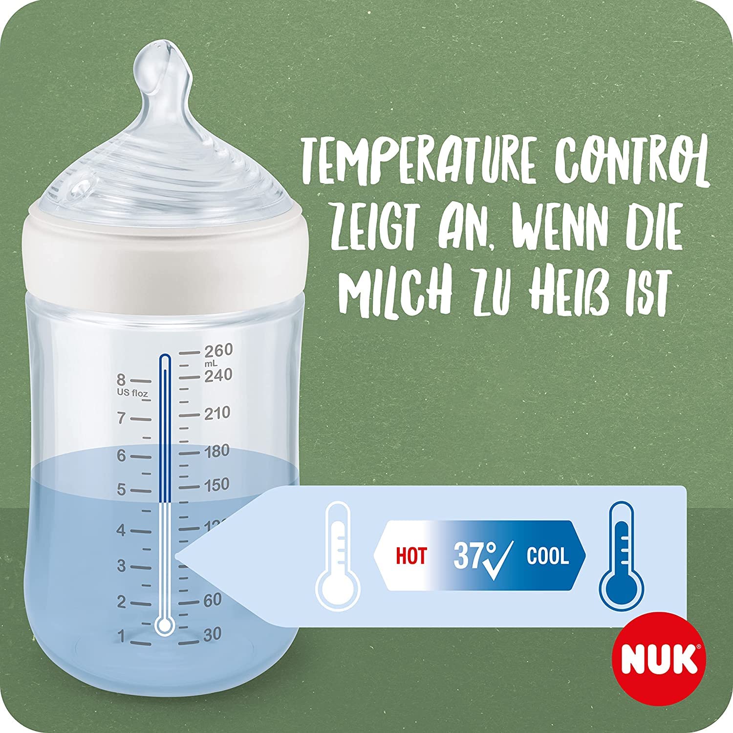 NUK for Nature Start Set babyfles en fopspeen, 0-6 maanden, 100% natuurlijke grondstoffen, 2 x flessen (150 ml 260 ml), 2 x fopspenen van siliconen, BPA-vrij, 4 stuks