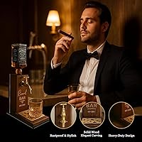 Vista 3 de Juego de dispensador de whisky personalizado para hombres, dispensador de licor grabado de madera con nombre en relieve para el hogar, bar, pub