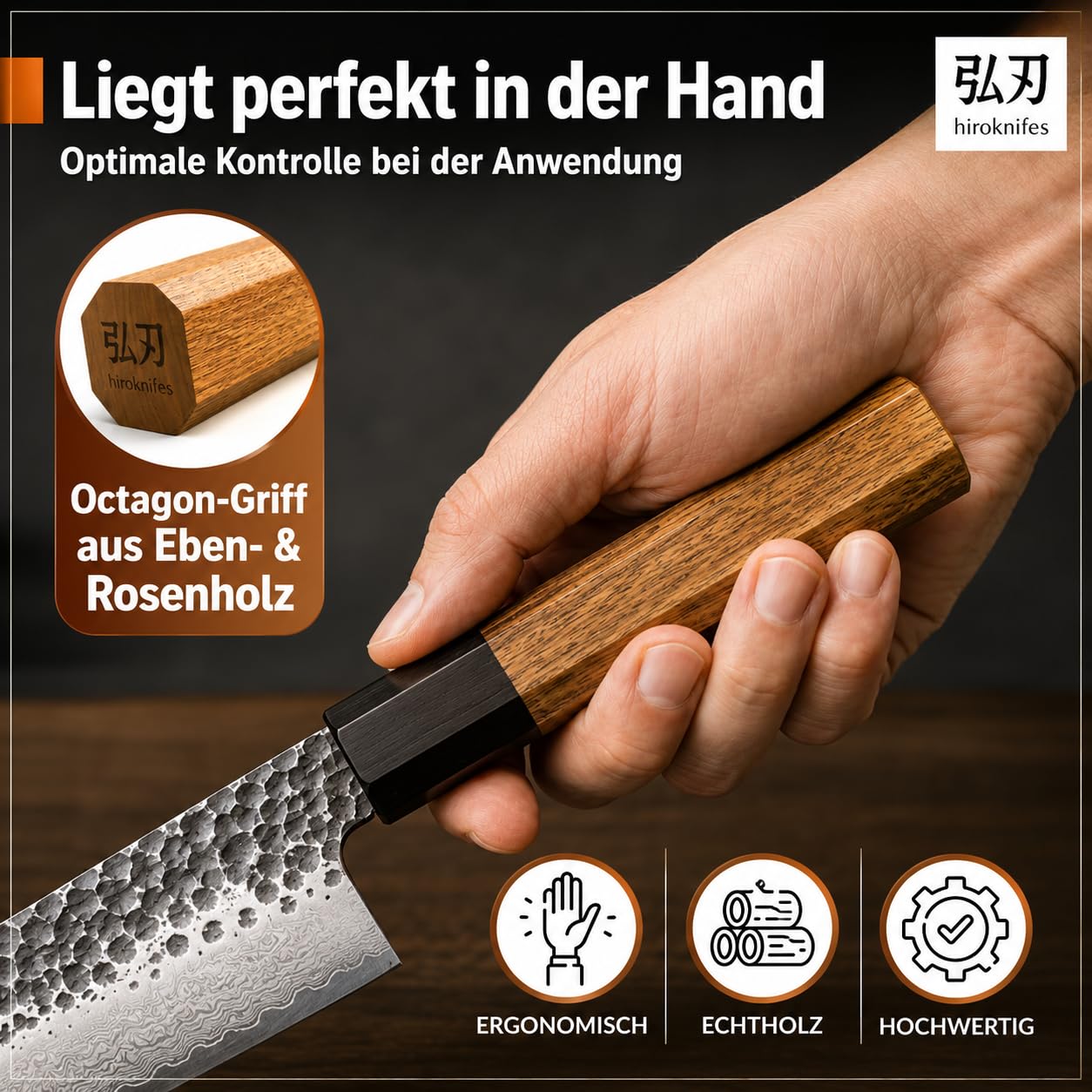 Kochmesser Damastmesser 18cm – Santoku Messer Japanisches Küchenmesser scharf – 67 Lagen VG10 Damaststahl – Kochmesser Profi Fleischmesser – Ebenholz Griff + Geschenkbox