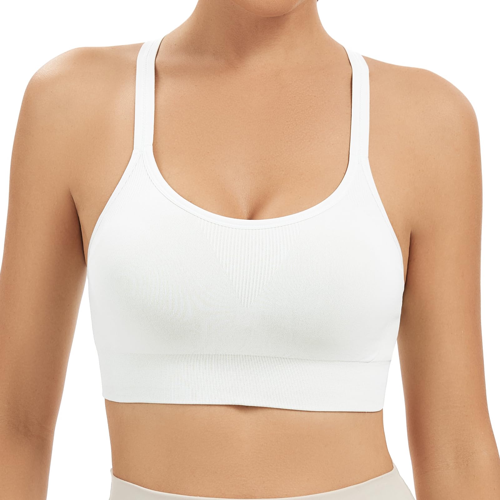 Biustonosze sportowe typu racerback dla kobiet niewyściełany biustonosz treningowy bezszwowy joga siłownia fitness top