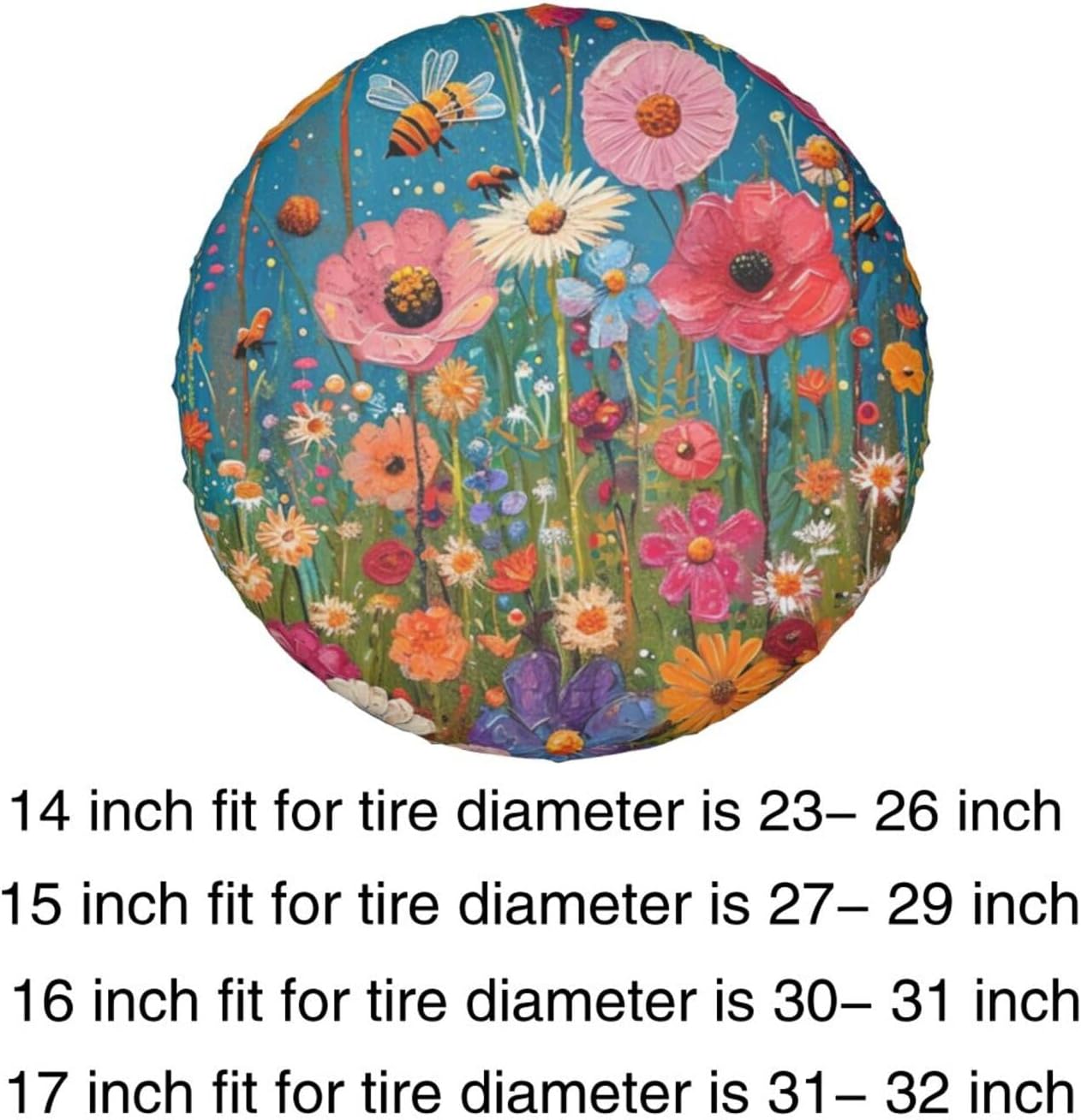 Elegant Wildflowers Spare Tire Cover for Trailer RV SUV Truck-Retro Cute Wheel Tire Covers Waterproof Universal Fit Camper Accessories Outdoor, for tire Diameter 27-29 inch,15 inch