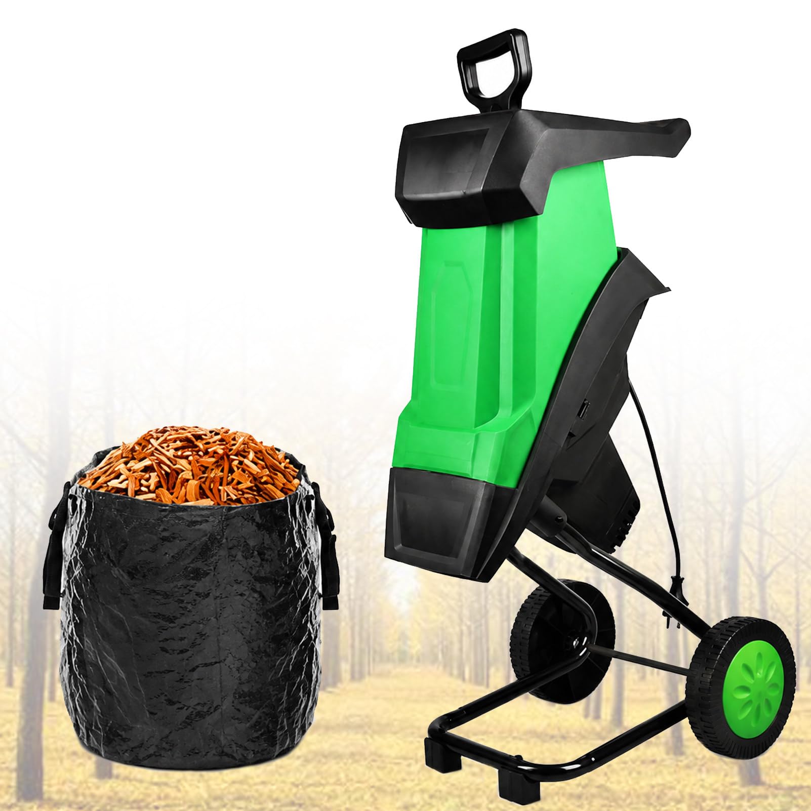 Broyeur de Branches électrique, broyeur de Jardin, diamètre de Coupe de 39 mm, Sac de ramassage de 50 L, pour Un Nettoyage Facile des déchets de Jardin et des Branches. 30mCable