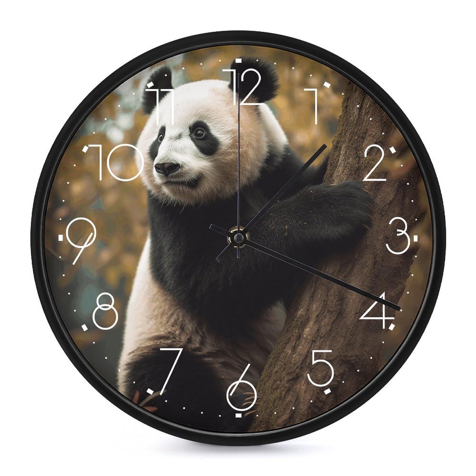 Horloge murale pour salon et bureau decor animaux arbre blanche 25cm