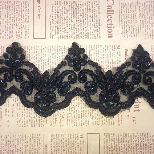 Miniatura 6 de 3.5 in de ancho con patrón de ondas pequeñas bordadas inelásticas, borde de encaje, cubierta de cortina para novia, ropa y accesorios (3 yardas en