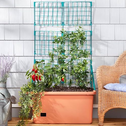The Lakeside Collection Vegetable Planter with Wheels and Trellis -