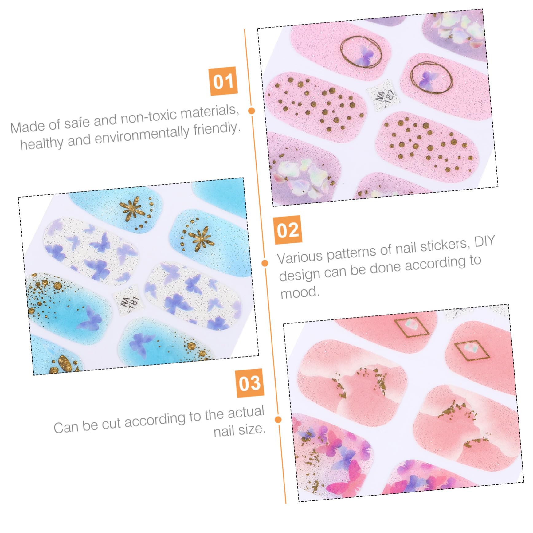 Healvian 5sets Adesivi Per Unghie Gradiente Di Decorazioni Per Unghie Autoadesive Facili Da Applicare e Rimuovere Design Elegante e Delicato Per Manicure Fai Te