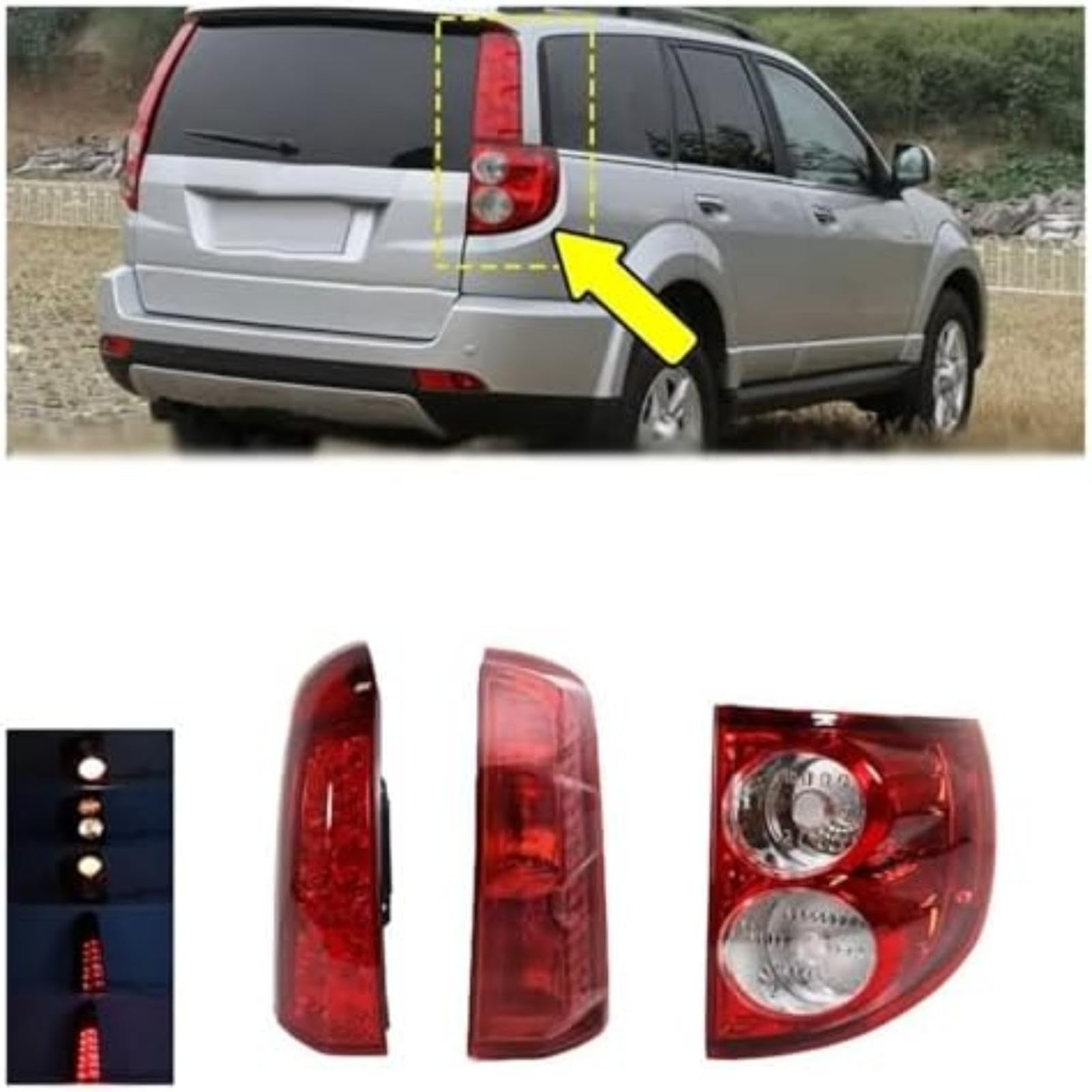 Riflettore paraurti posteriore, per Great Wall, per Haval, per Hover H5 X200 2010-2015-2018 Fanale posteriore per auto Indicatore di direzione Lampada freno retromarcia (A Upper Right)