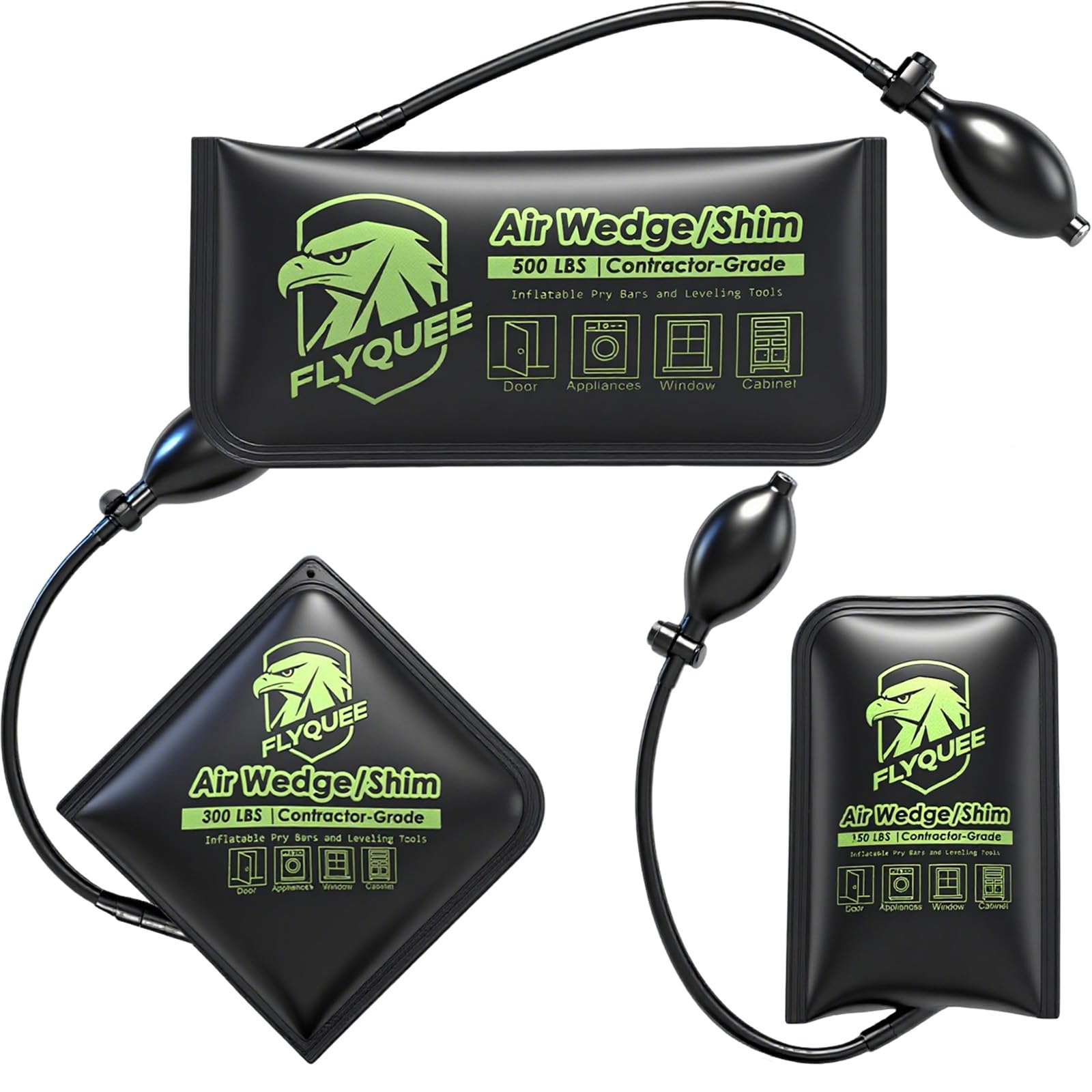 3 Pcs Air Wedge Shim, Contractor-Grade Alignment Air Pump Wedge Bag Tool, Air Bag Shim Leveling Tool for Variety of Jobs, Maximum 500 LB Rating