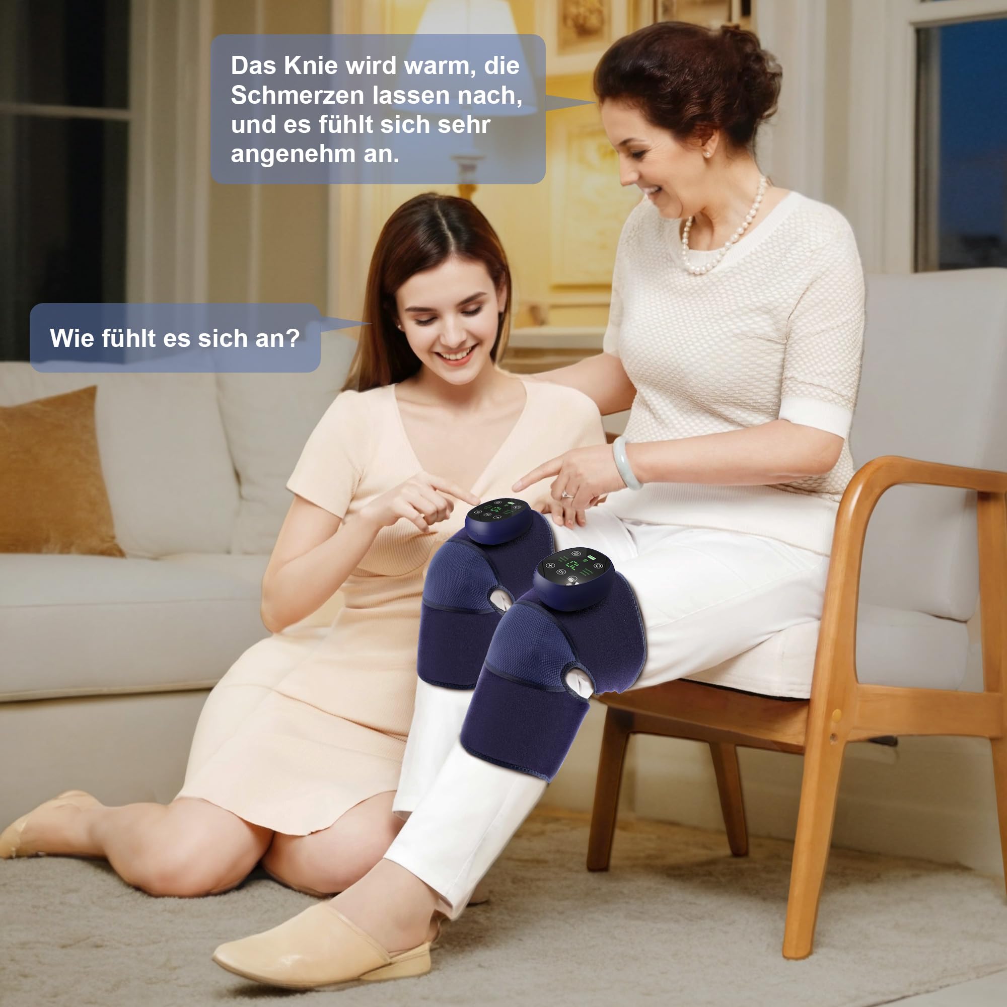 Neues Knie Massagegerät, 3-in-1 Schnurloses Knie Airbag Massagegerät mit Wärme und Vibration, Kniemassagegerät für Arthritis, Ischias, Knieschmerzen,Gerissenen Meniskus, Geschenk