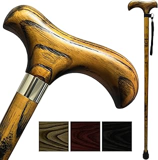 Handmade Wooden Walking Canes Stylish Hardwood Walking Sticks with Wrist Strap and Rubber Tips - 36 Inches