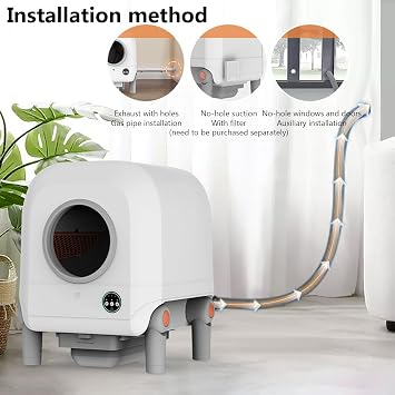 Automatic Cat Litter Box with Top-Loading Litter Addtion, Self Cleaning Litter Box with Smell-Elemination Weight Monitoring Function APP Control 68L Large Space for Multi-Cat Family