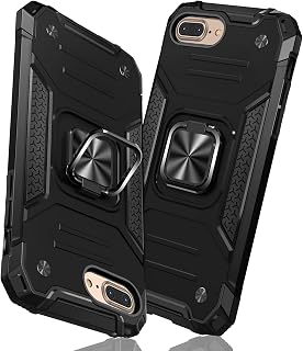 対応 iPhone 8 Plus/7 Plus 用ケースリング 衝撃吸収 耐衝撃 TPU+PCバンパー 二重構造 米軍MIL規格 | 全面保護 滑り防止 車載ホルダー対応 擦り傷防止 軽量 薄型 アイフォン 7 Plus/ 8 Plus 用カバー 5.5インチ 指紋防止 耐久 おしゃれ 人気 携帯カバー 黒 MZ62-38