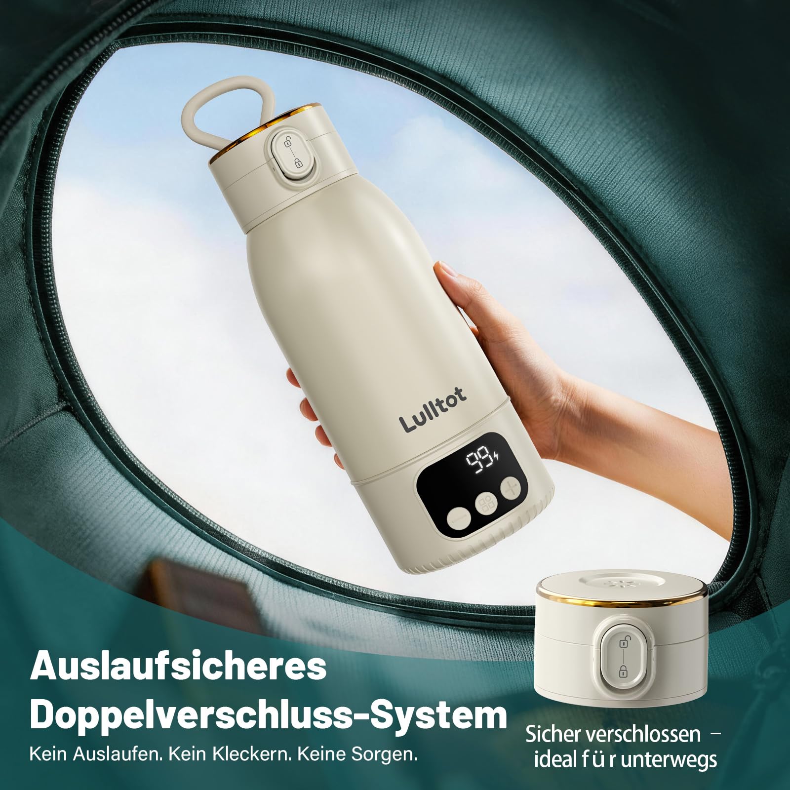 Flaschenwärmer Baby Unterwegs: schnell erwärmen | Akku mit langer Akkulaufzeit 18000 mAh, Kabellos Tragbarer, für Muttermilch & Wasser, für Reisen & nachts, 500ml Kapazität