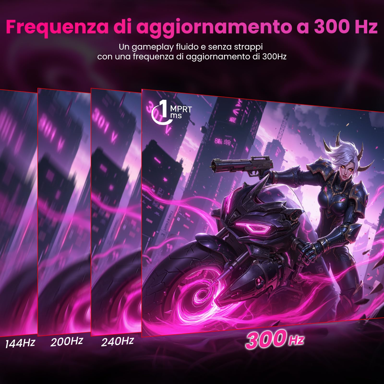 TITAN ARMY 27 Pollici FHD Curvo Monitor, 300Hz 280hz 240hz, 1ms MPRT Full HD 1500R Fast VA Schermo PC, FreeSync Premium (1920x1080), HDR10, VESA 100x100, HDMI 2.0 & DisplayPort 1.4, C27A1H
