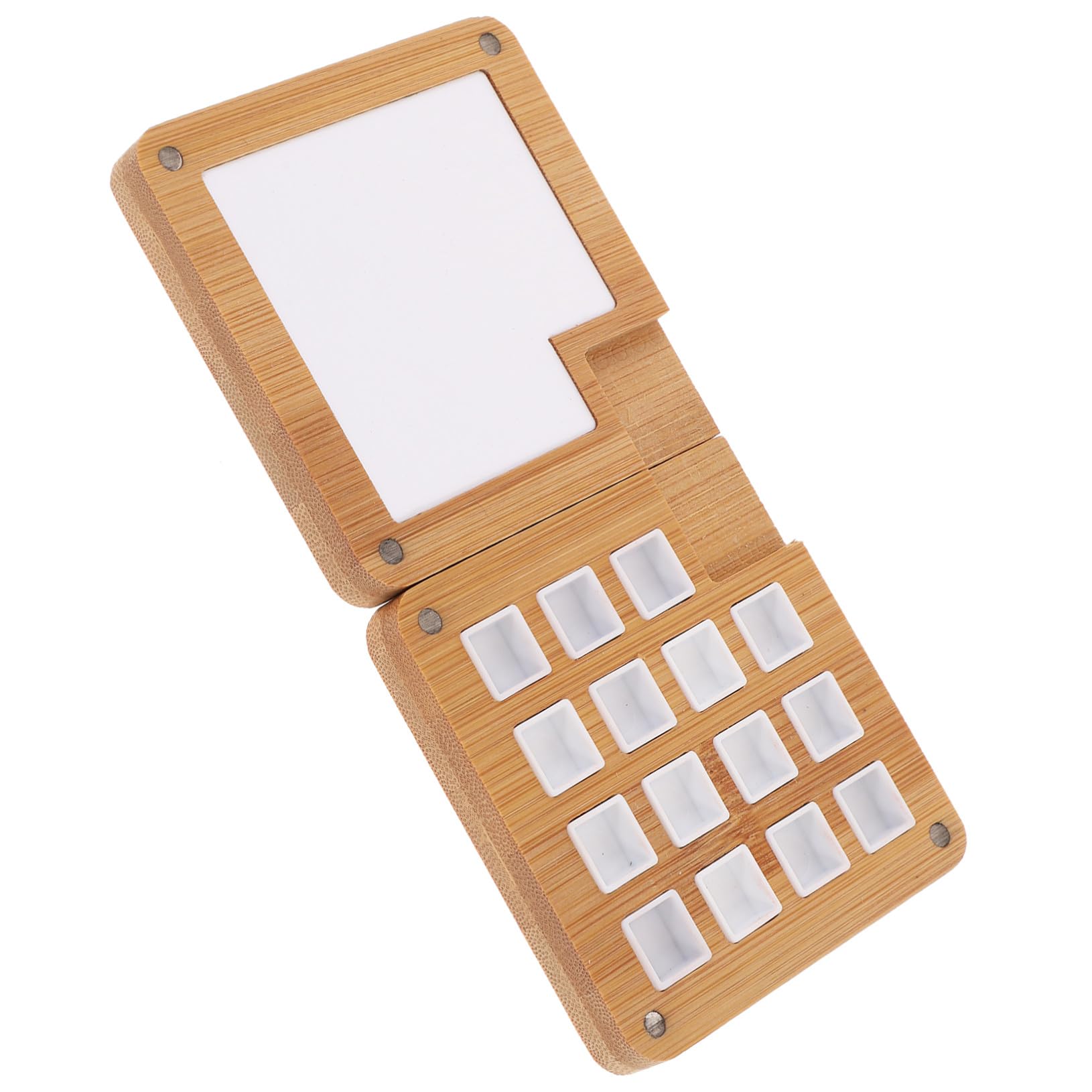 Angoily 3 Stück Tragbare Holz Aquarellfarbe Mischbox mit Fächern Magnetische Pigmentpalette für Künstler DIY Farbmischung Kompakte Wasserfeste Malpalette für Unterwegs