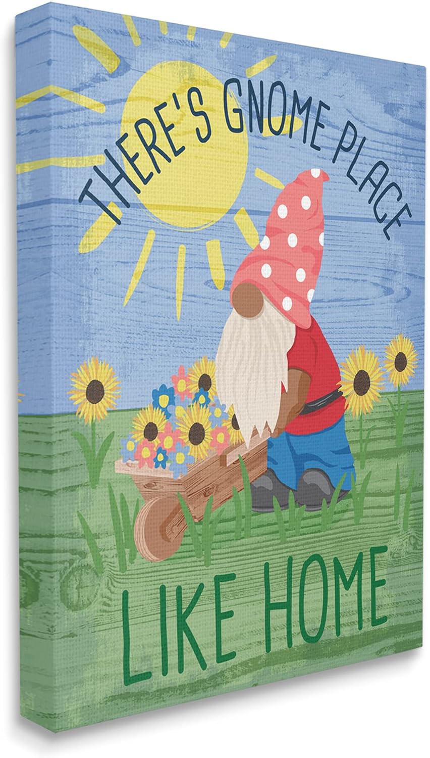 Stupell Industries Gnome Place Like Home Pun Playful Garden Creature, Designed by Jennifer Ellory Canvas Wall Art, Blue