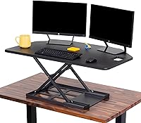 Vista 8 de X-Elite Pro - Convertidor de escritorio de esquina de 40 pulgadas con elevación neumática, elevador ajustable para sentarse a ponerse de pie, Cereza