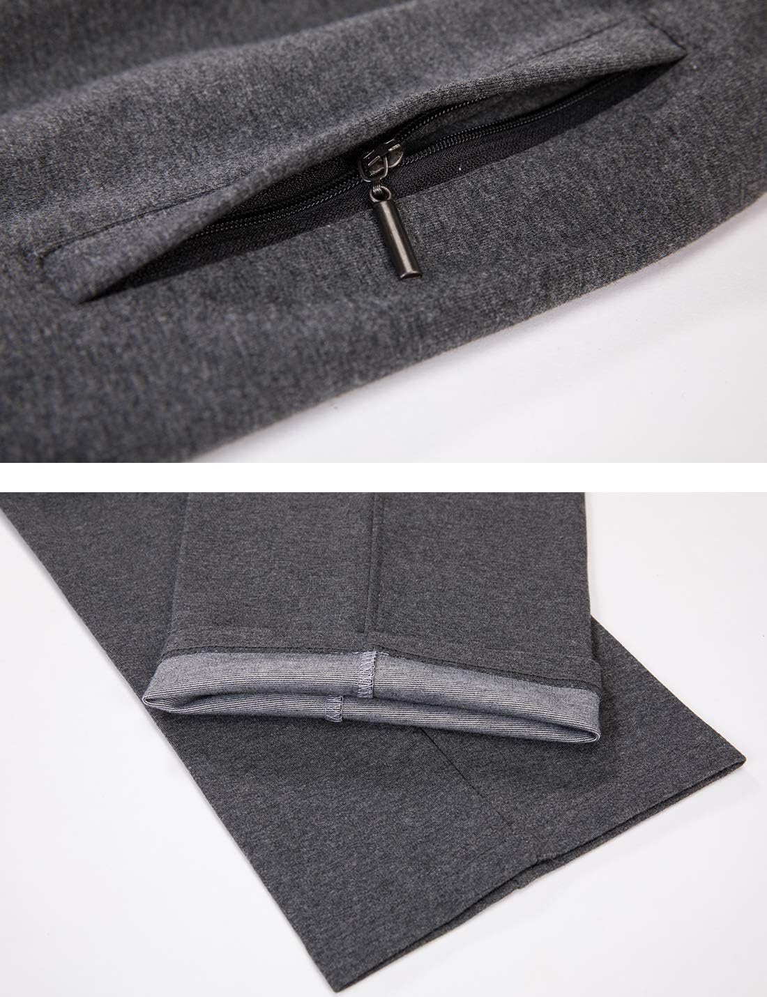 Locachy Men's Casual Cotton Jogger Sweatpant Elastic Waist Drawstring Zipper Front Straight Leg Athletic Pants