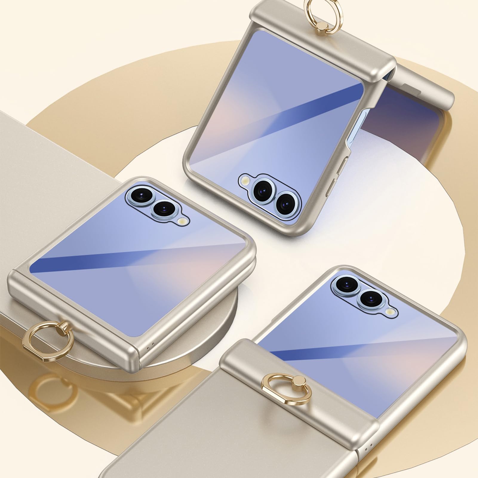 Zawiasowe etui do Samsung Galaxy Z Flip 8, obrotowe powlekanie pierścieniem, odporna na wstrząsy osłona ekranu, kompleksowa osłona, czarne, Flip 8