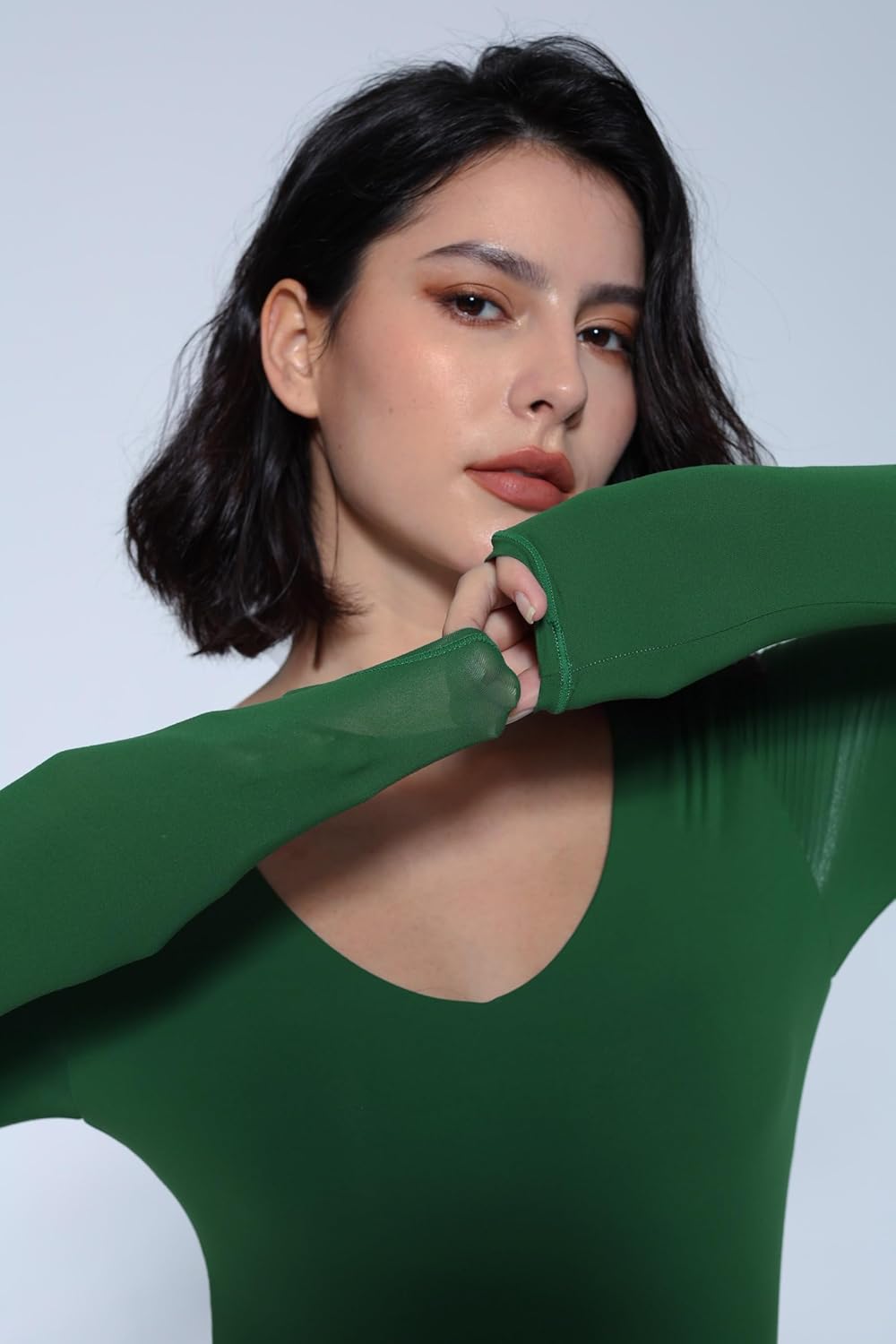 Avidlove Bodysuits for Women Long Sleeve V Neck Body Suit Bodysuit Double Lined Thong Body Suits Sexy Tops - Image 3