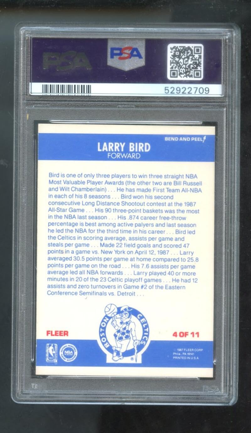 Amazon.com: 1987-88 Fleer #4 Larry Bird Sticker PSA 7 Graded 