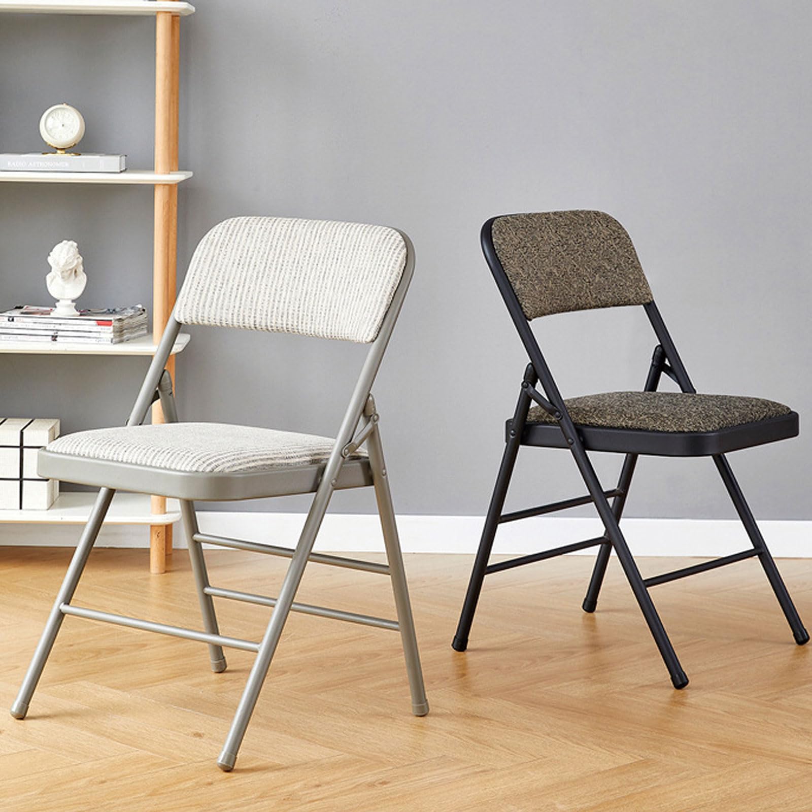 Set 4 Sedie Pieghevoli Imbottite - Grigio, Telaio Metallo, Schienale, 46x41x80.3cm, Per Interni/Esterno - Foto 7