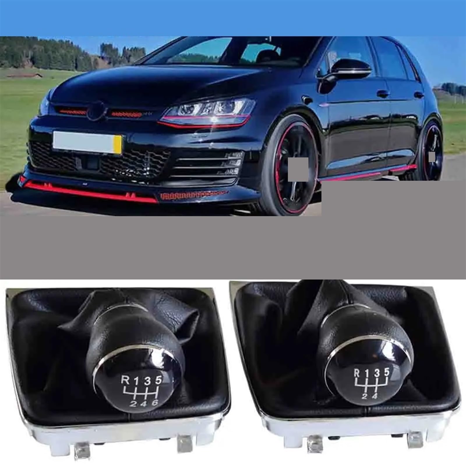 Wymiana gałki zmiany biegów do VW do Golf 7 MK7 2013 2014 2015-2017 akcesoria samochodowe 5 6-biegowa gałka zmiany biegów MT kij piłka ręczna kompletny komin gałka zmiany biegów (6 prędkości)