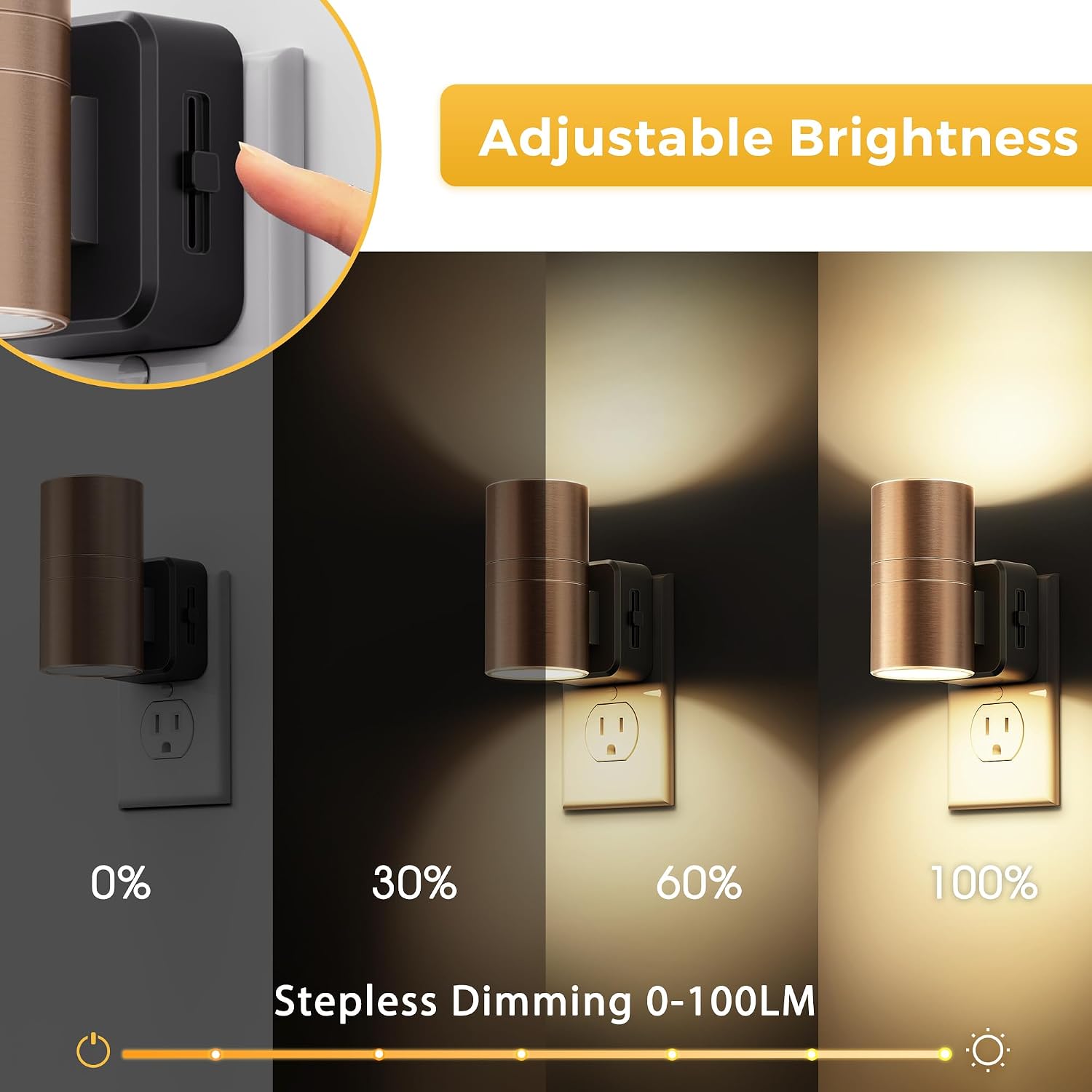  Night ight, 2 Pack Night ights Pug into Wa | Automatic Dusk to Down Nightight, 3000K Soft White 0-100M Dimmabe Modern Nightight for Kids Bedroom Haway thumbnail