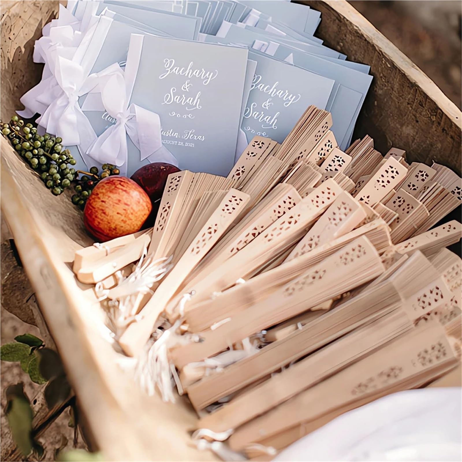Fächer für Hochzeitsgäste, 50 Stück, personalisierte Holzfächer für Hochzeit, Party, Geschenke, Babyparty, Dekoration, Zubehör, zusammenklappbar, für Gäste