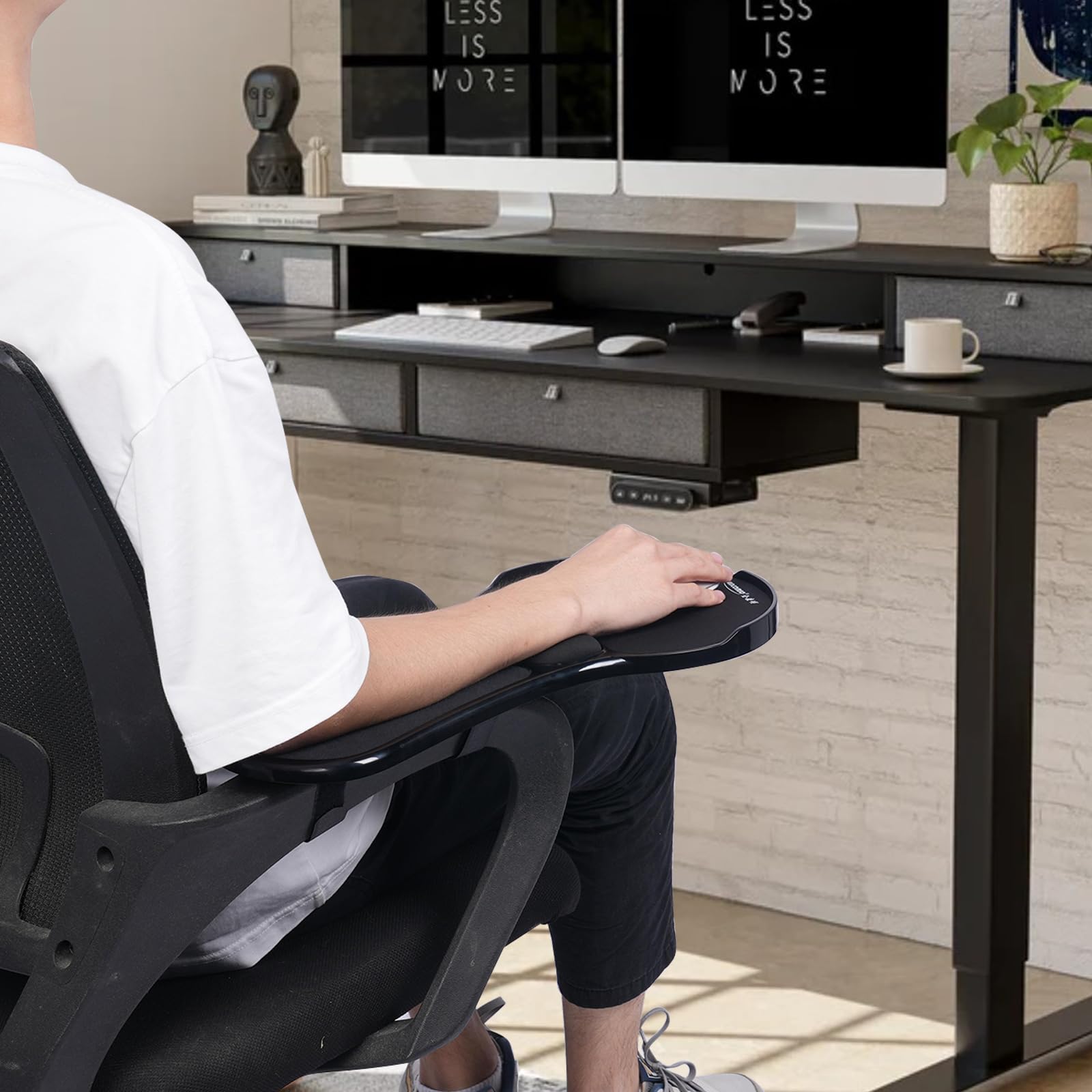 Tappetino per mouse ergonomico con poggiabraccia per sedie, tappetino per mouse regolabile per sedia da gioco, per gomiti e avambracci, sollievo dalla pressione, tappetino per mouse e attacco