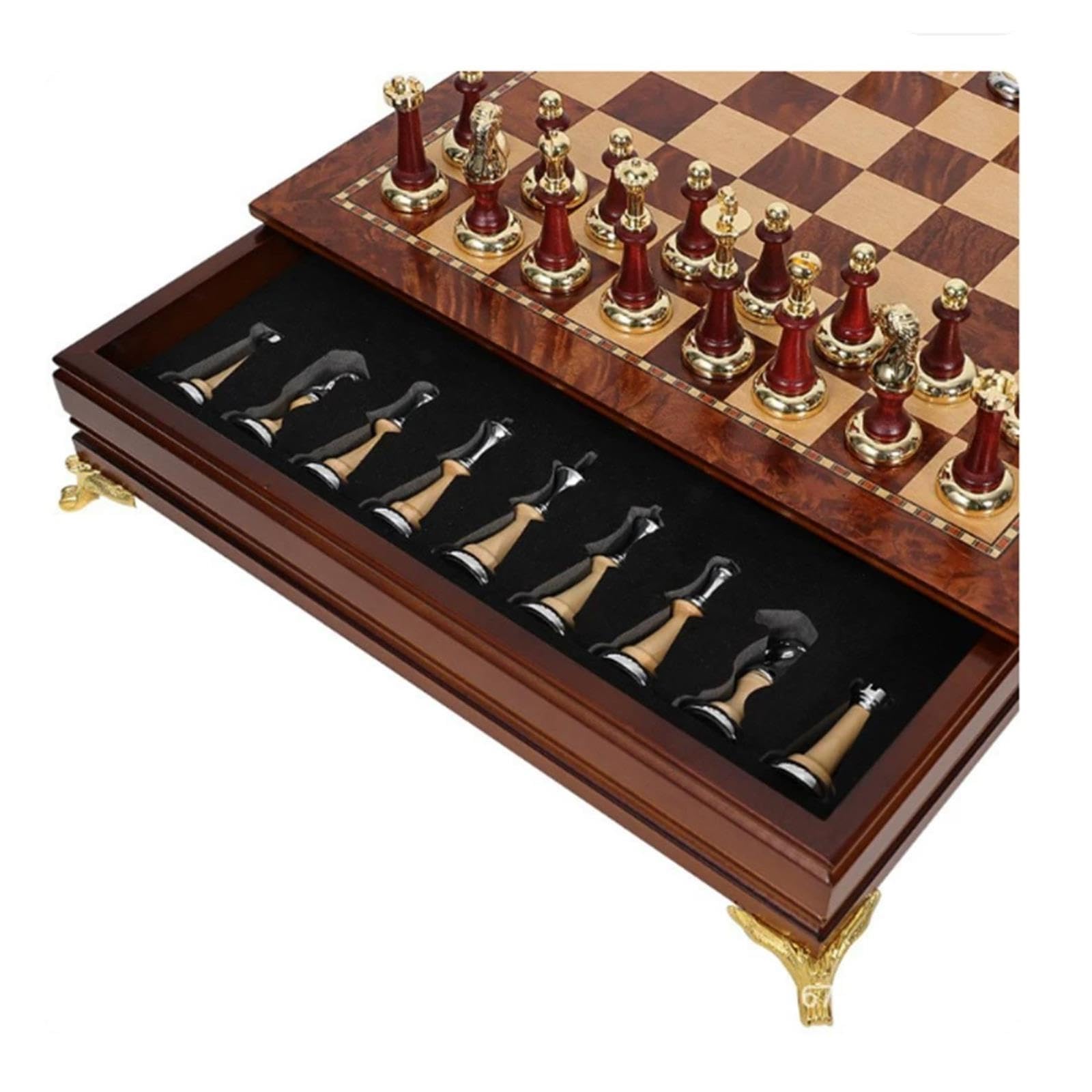 Juego de ajedrez Europeo Vintage de Madera con Almacenamiento Ajedrez