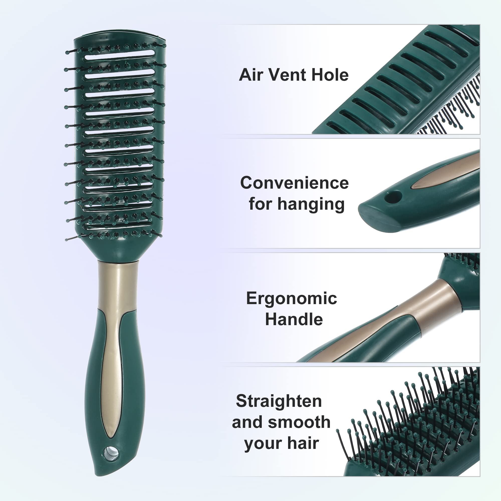 VOCOSTE Vent Hair Brush, Detangling Brush for Women and Men Wet Hair Brush with Ball Tipped Bristles for All Hair Types Green - Image 3