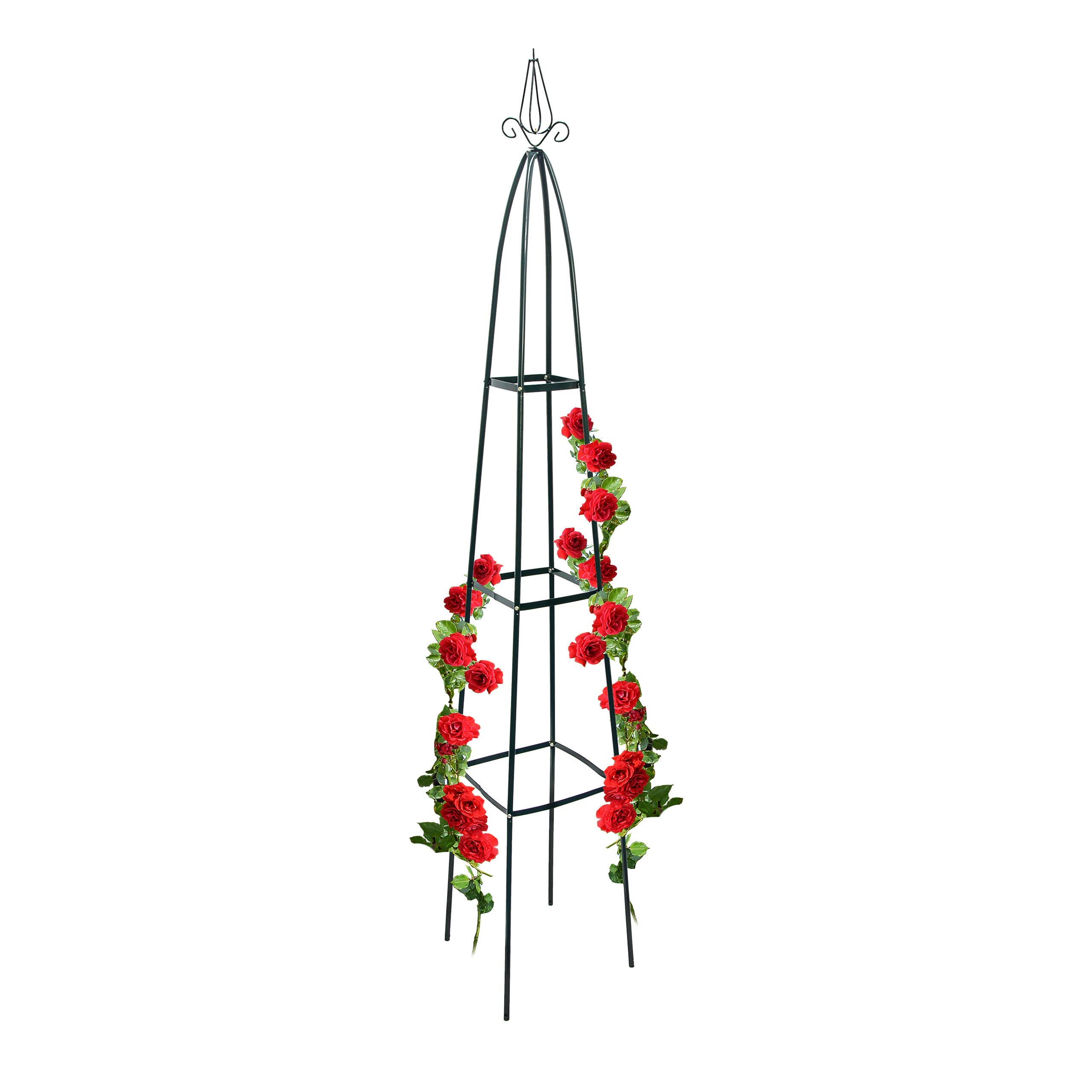 6X obélisques de Jardin pour Roses, sur Pied, tuteur Plantes grimpantes, Colonne, métal, HLP 192 x 35 x 35 cm, Vert