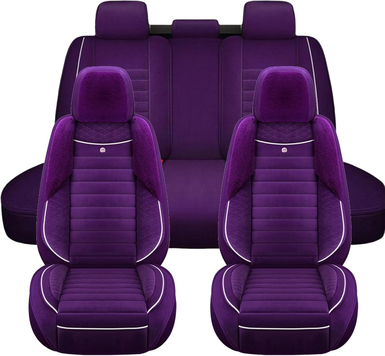Full Set for Dodge for Charger Challenger Dart Durango Journey Seat Covers Purple PU Leather Car Front Rear Seat Protection Cushions 5-Seat Cover Airbag Compatible Mbz184-Type Waterproof