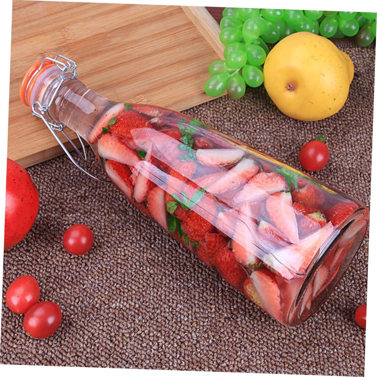 1pc Airtight Swing Bottle Practical Brewing Bottle for Fruit Enzyme Water Beer and Home-pressed Juice Thickened Glass Storage Container Swing-top Lid