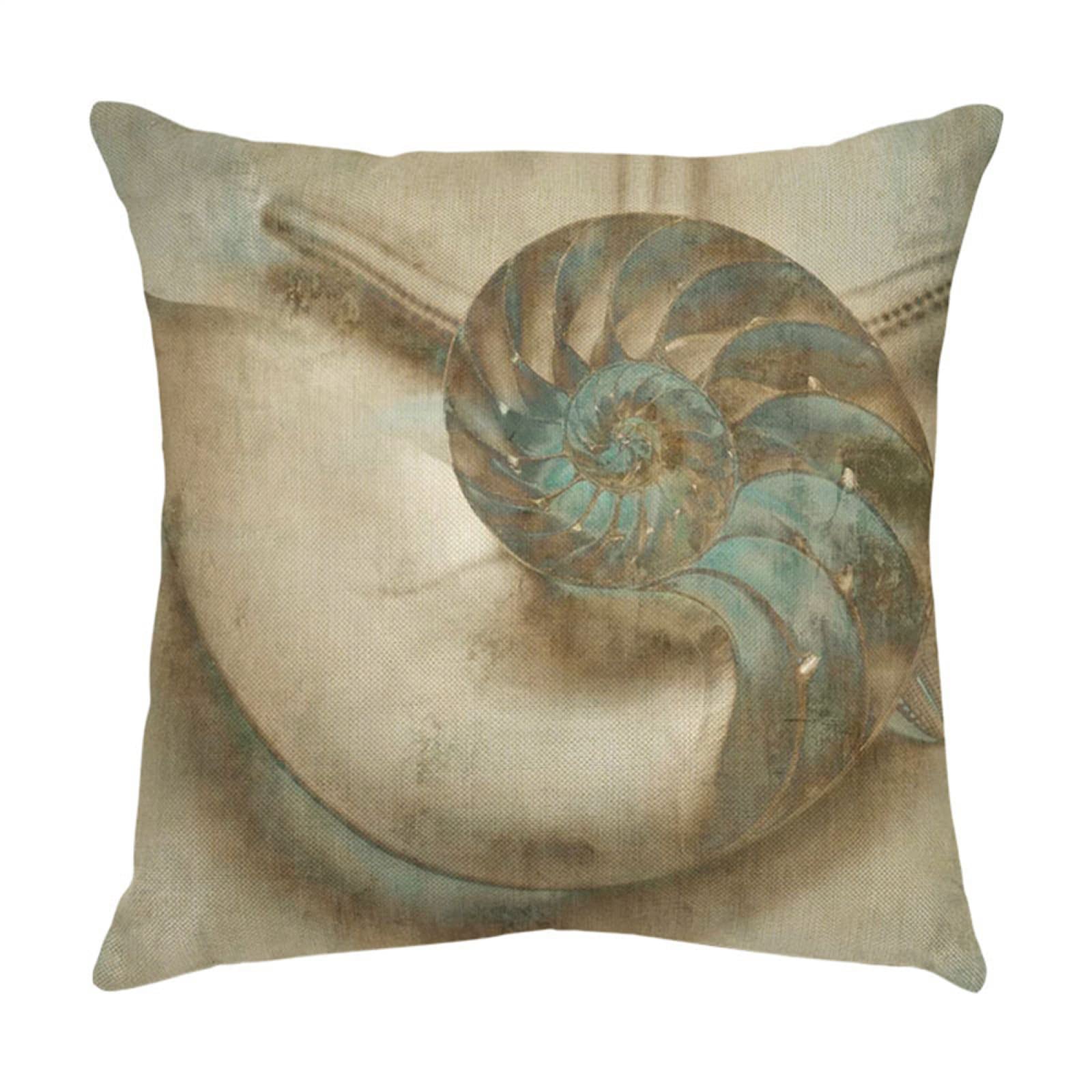4 Piezas Funda de Almohada Concha De Océano Azul Fundas de Cojín Terciopelo Sencillo y Decorativo para Sofá Camas Dormitorio Coche Lino Cojines Throw Pillow Covers 60x60cm/24x24 Inch