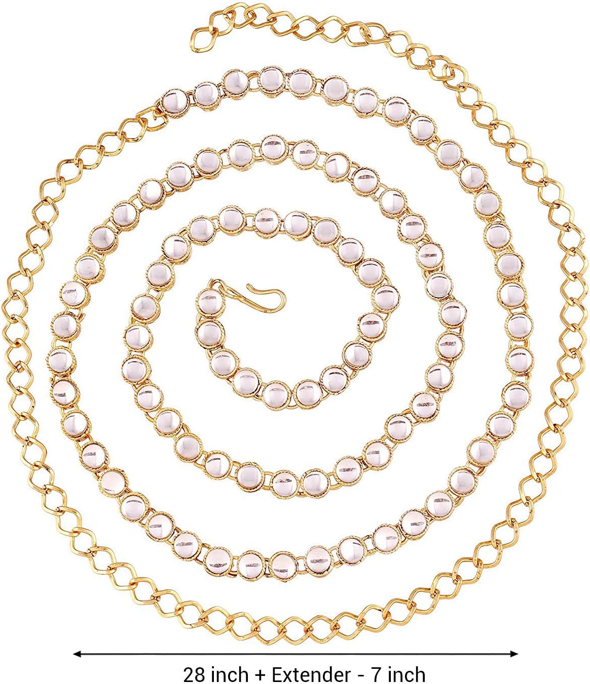 Aheli Ethnic Kundan Waist Chain Kamar Patta Faux Stone Studded Belly Chain Indian Traditional Saree Belt Wedding Party Wear Fashion Jewelry Gift for Women