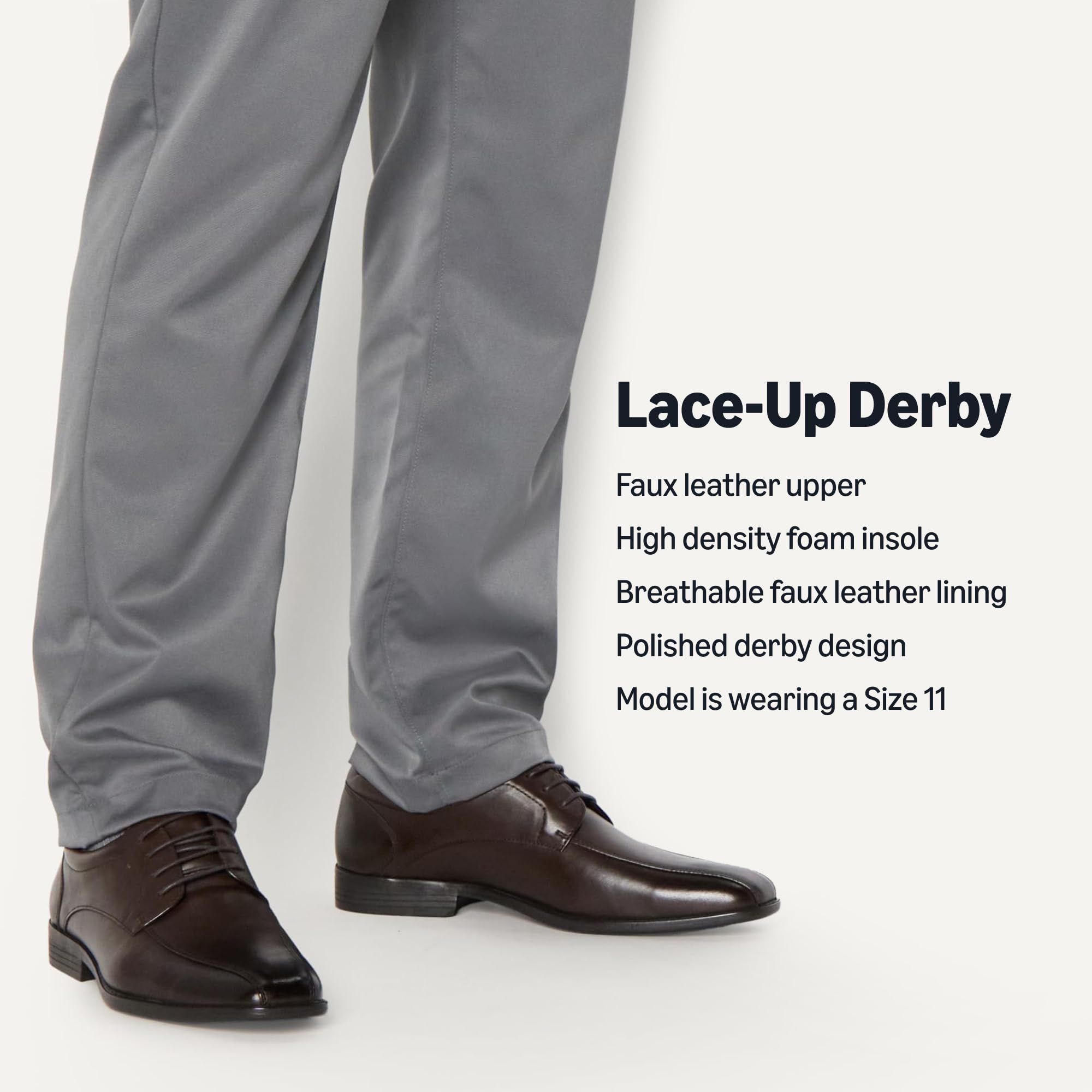 Amazon Essentials Zapatos Derby de Vestir Formales y Elegantes para Oficina con Cordones y Puntera Cuadrada Hombre
